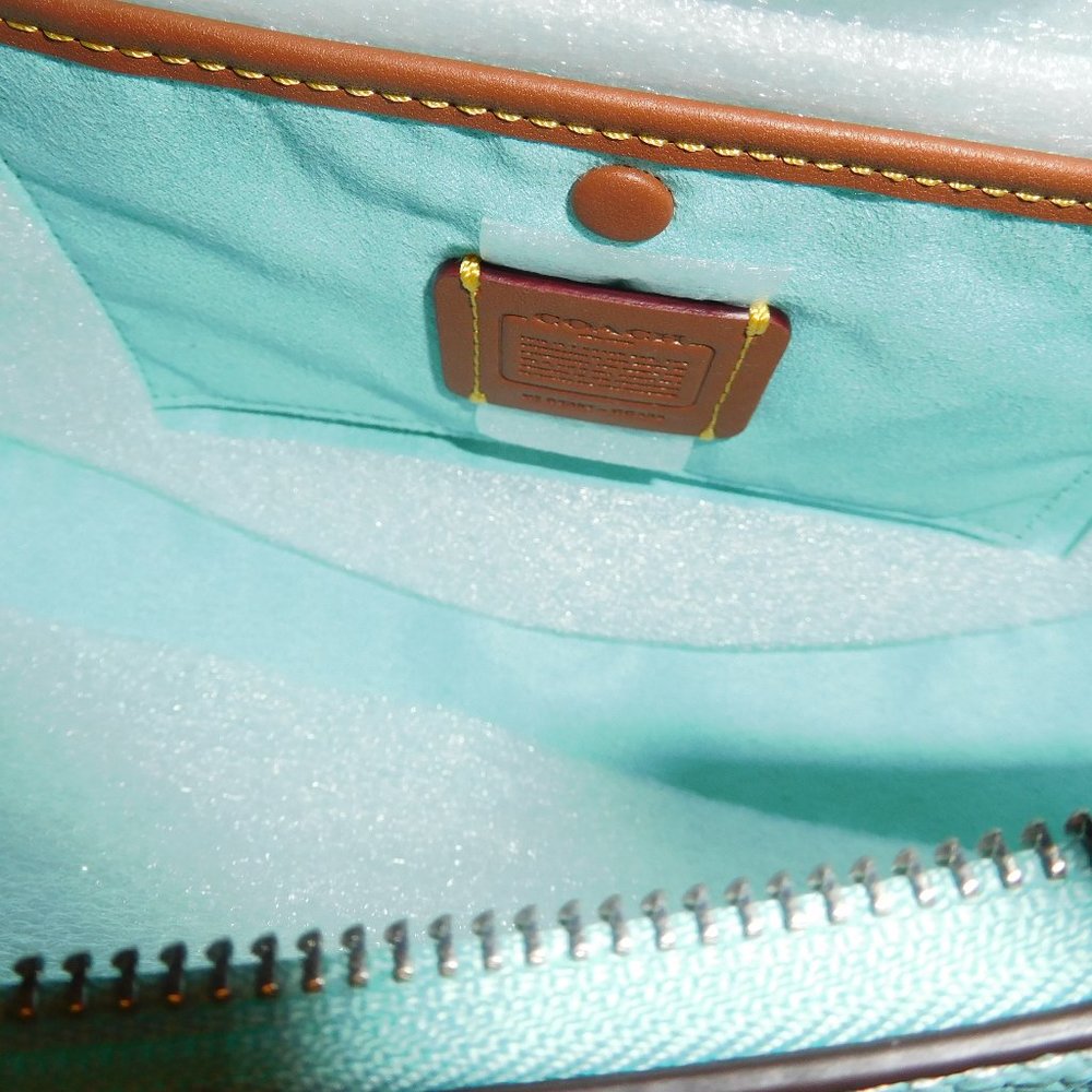 Coach Luna Medium Pebbled Faded Blue/Silver Leather Shoulder Bag—CC439--NWT - Picture 7 of 9